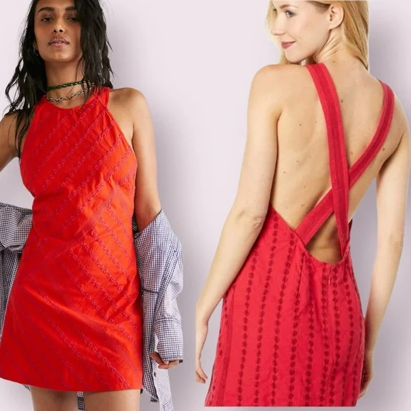 Free People | Dresses | Free People Juni Mini Dress Open Back Red Size  Medium
